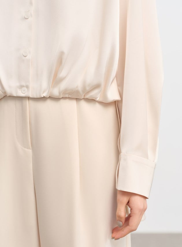 復古尖領緞面襯衫