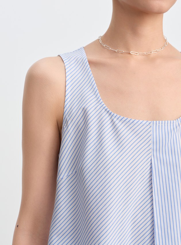 條紋不對稱無袖上衣