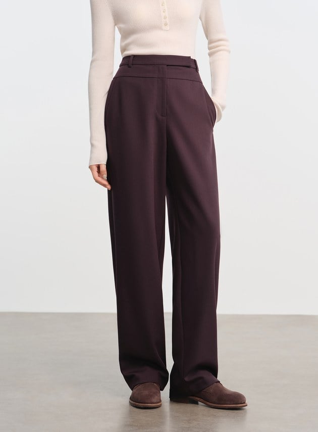 立體剪裁雙腰頭直筒褲