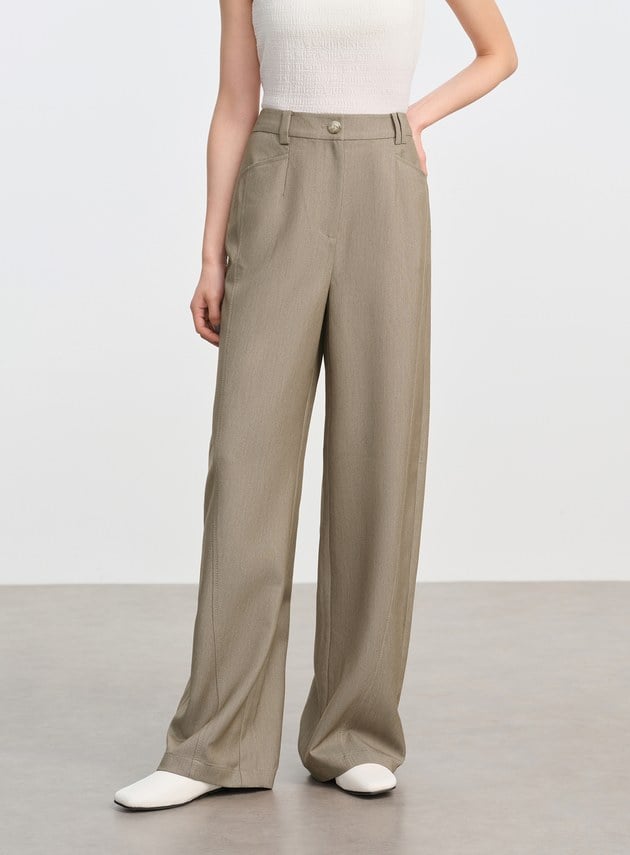 仿牛仔斜紋直筒彎刀褲