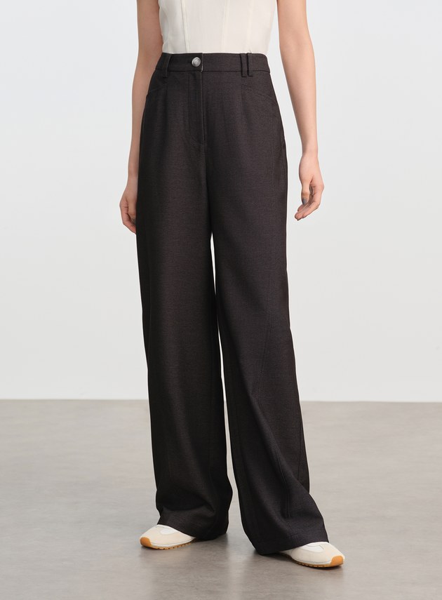 仿牛仔斜紋直筒彎刀褲