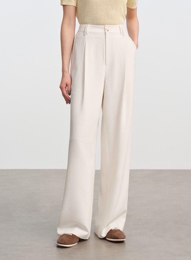 簡約亞麻西裝褲