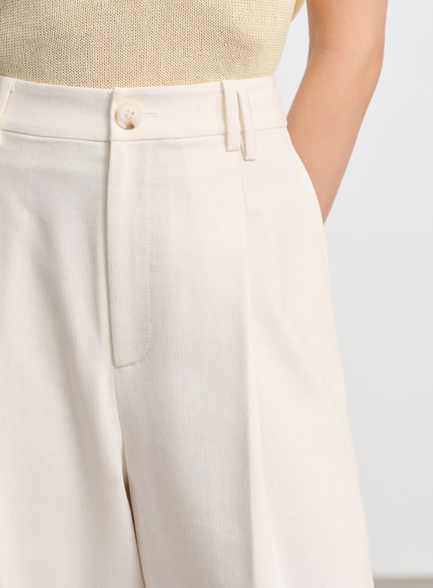 簡約亞麻西裝褲