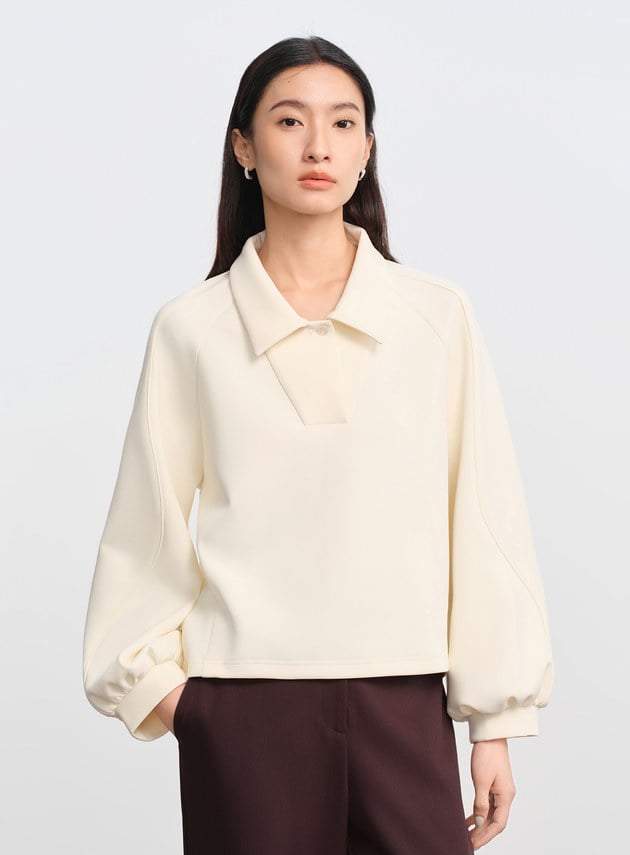 復古半開襟 POLO 上衣