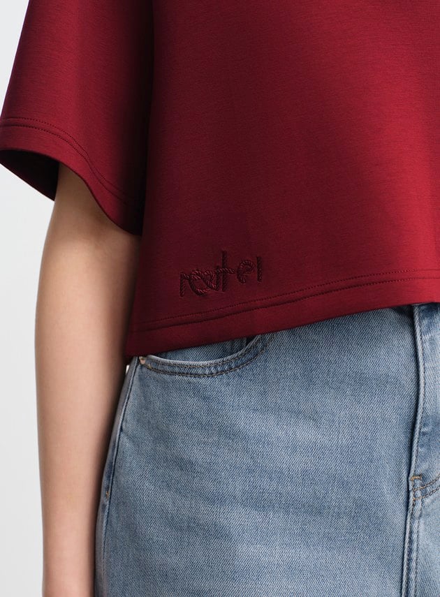 不對稱收腰短版 POLO 上衣