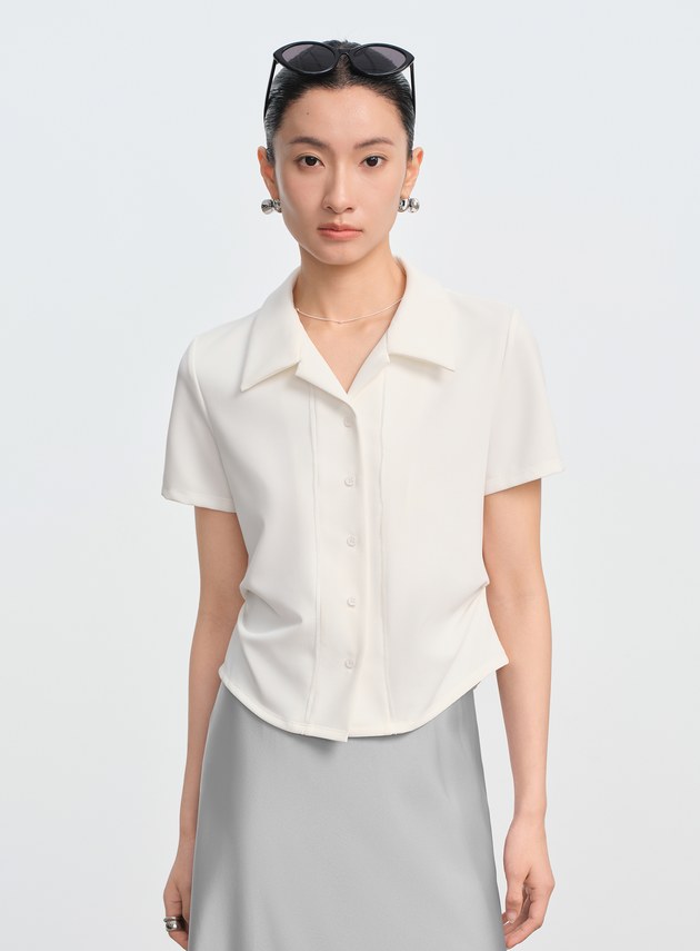 修身針織開襟襯衫