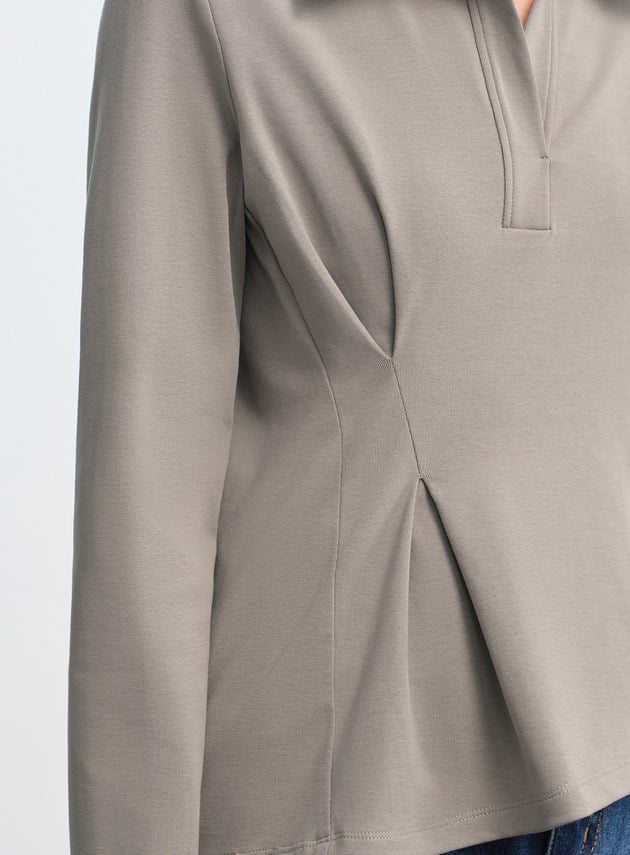 不對稱收腰Polo襯衫