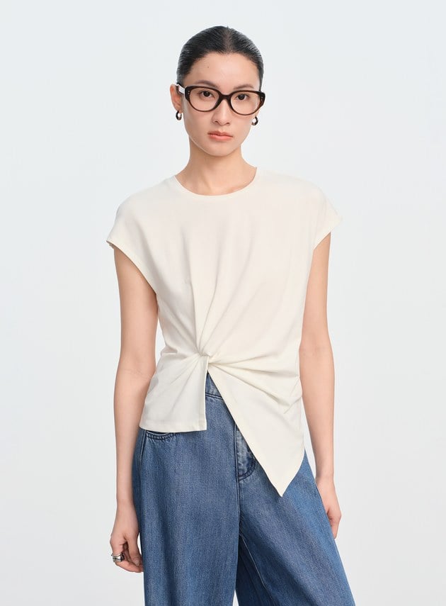 不對稱扭結短袖
