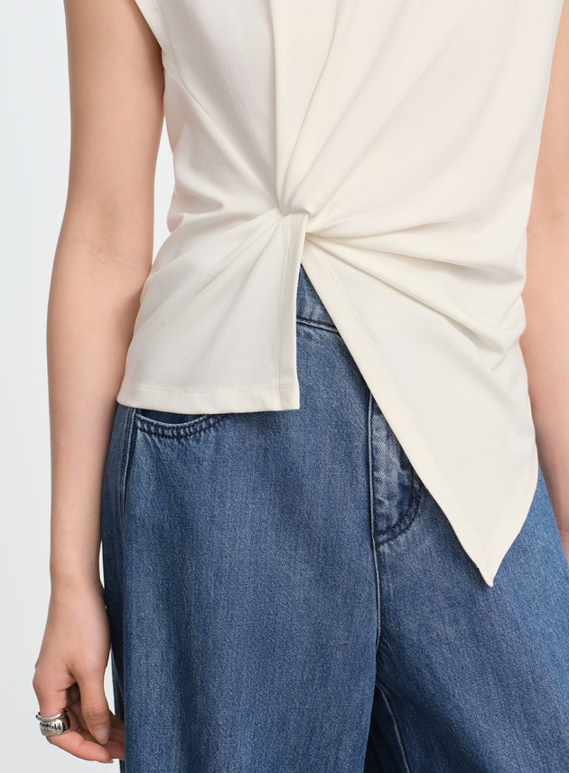 不對稱扭結短袖