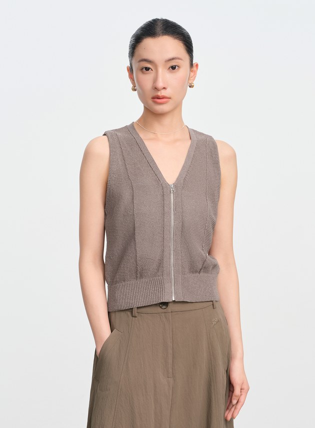 合紙紗線V領背心