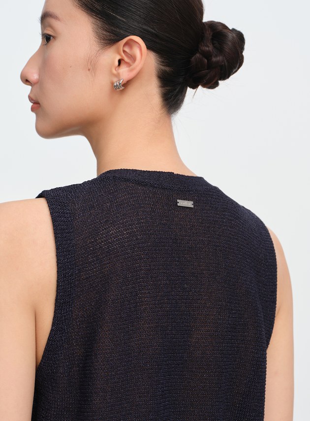 合紙紗線V領背心