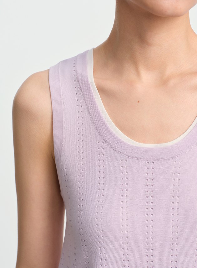 直紋簍空提花背心