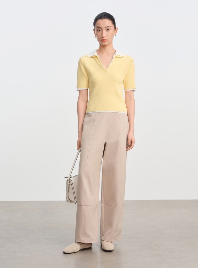 純棉立體緹花V領Polo衫