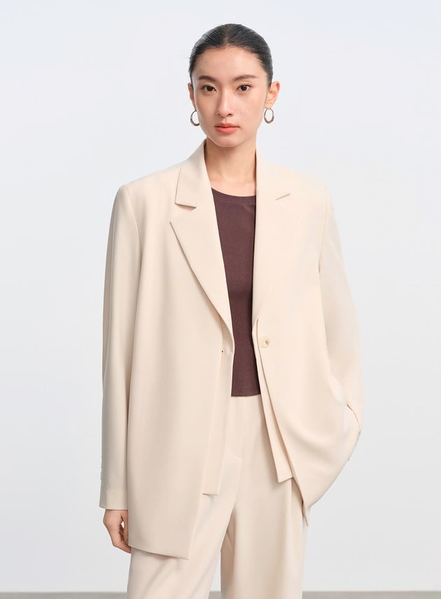 經典假兩件開襟西裝外套