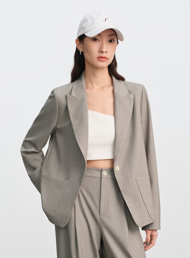 簡約劍領亞麻西裝外套