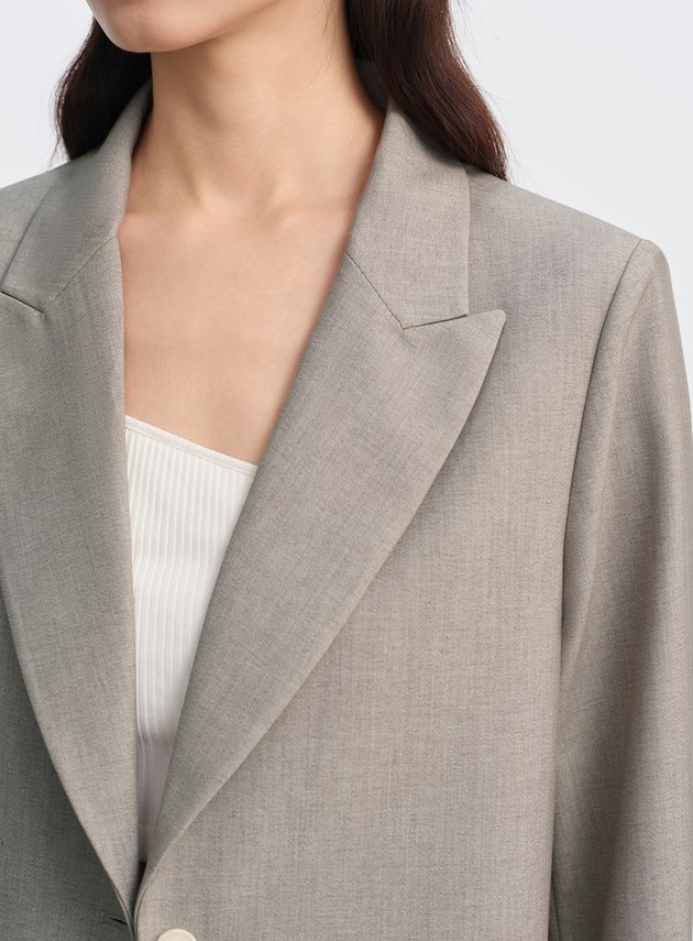 簡約劍領亞麻西裝外套