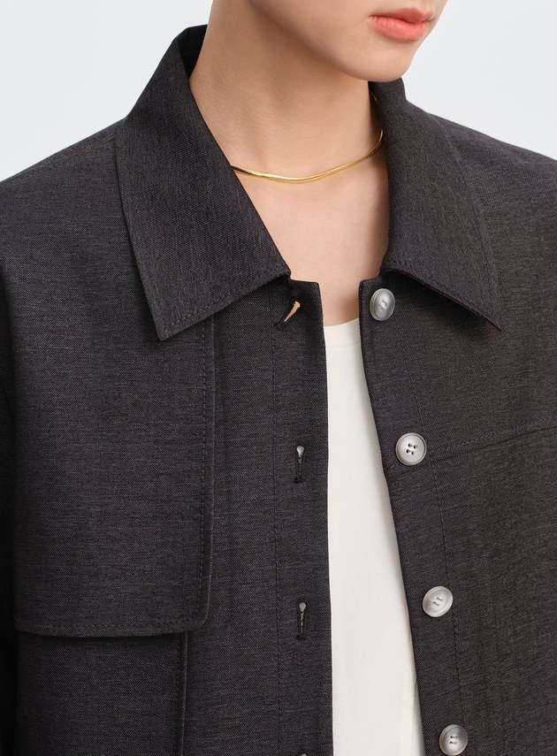 仿牛仔斜紋不對稱短版夾克