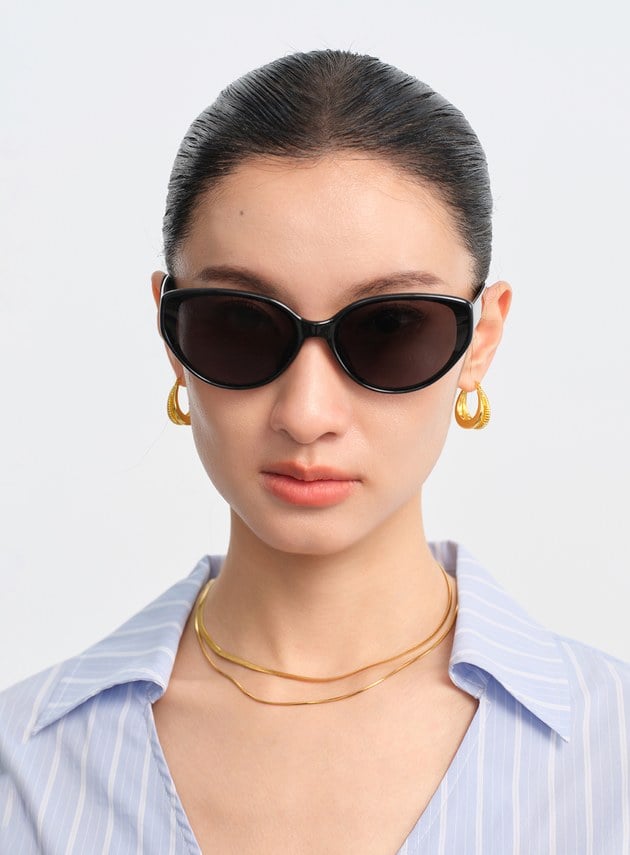 率性輕量橢圓框墨鏡