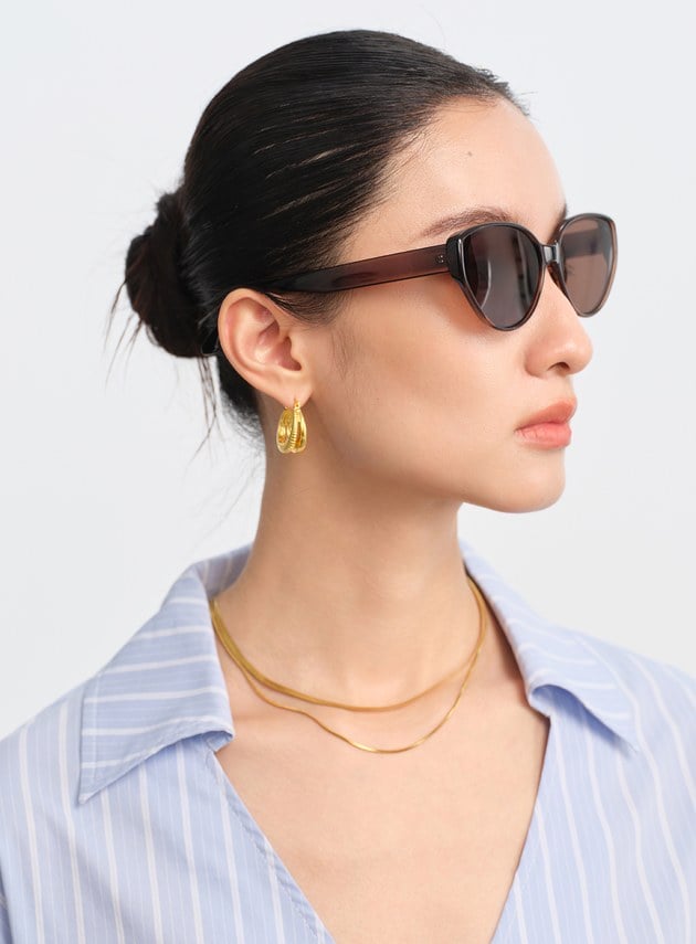 率性輕量橢圓框墨鏡