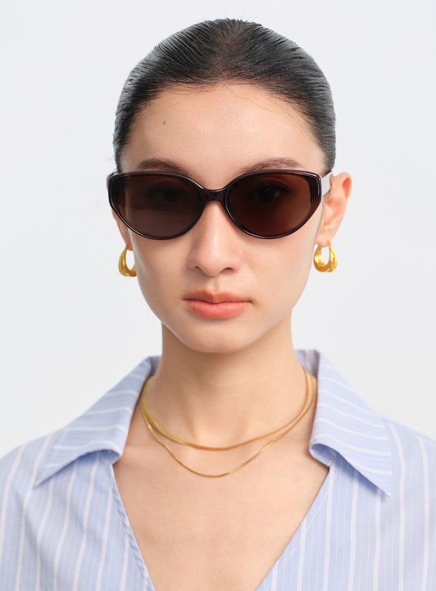 率性輕量橢圓框墨鏡