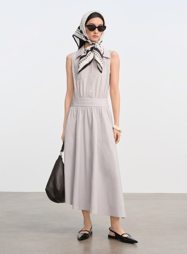 DISNEY｜黑白波點真絲方巾