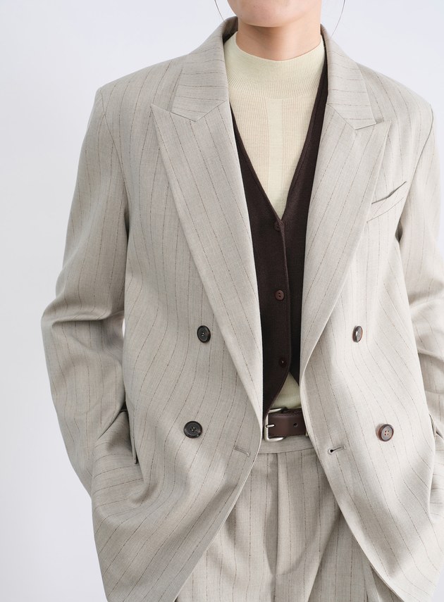 條紋雙排釦西裝外套