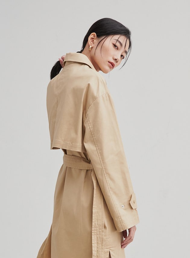 襯衫式長版風衣外套