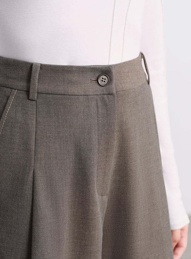 花紗肌理立體壓褶寬褲