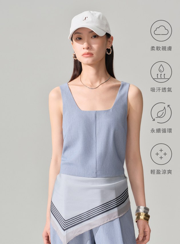 仿牛仔萊賽爾亞麻BRA背心