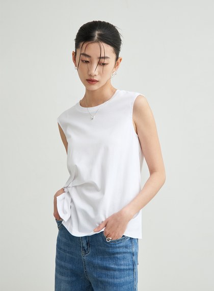 前抓摺無袖背心