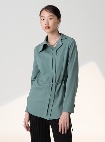 斜一邊領綁帶襯衫