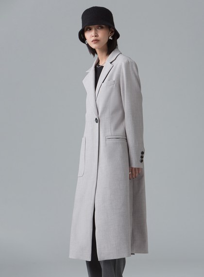 微繭型側釦長版大衣