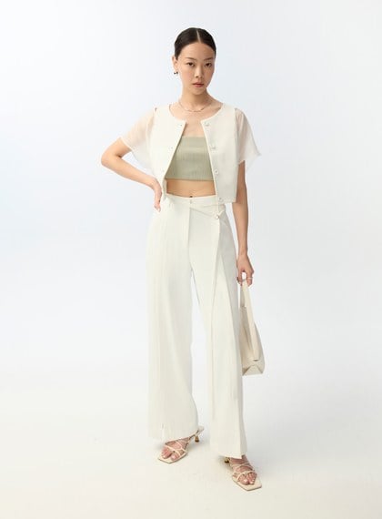 薄紗透膚光澤上衣