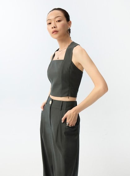 細條紋寬肩帶背心