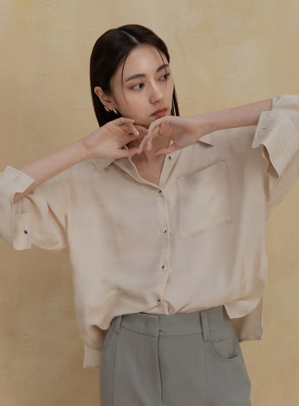 拼接寬版袖口細節襯衫
