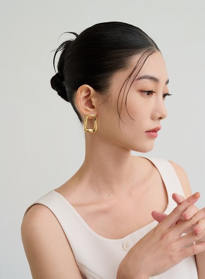 個性立體梯型耳環