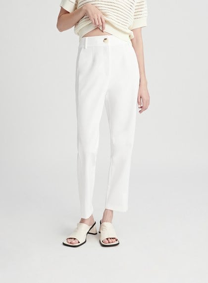 修身開衩直筒九分西裝褲