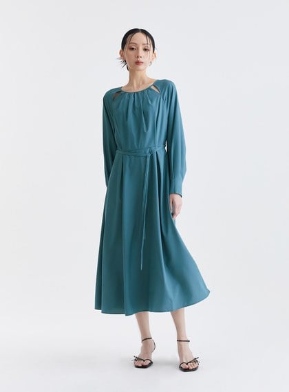 浪漫透紗美背長洋裝