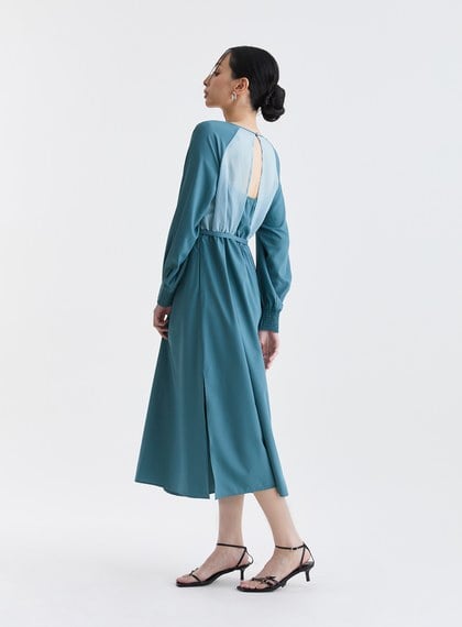 浪漫透紗美背長洋裝