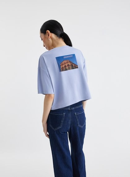 坎城夕陽印花寬鬆短袖上衣