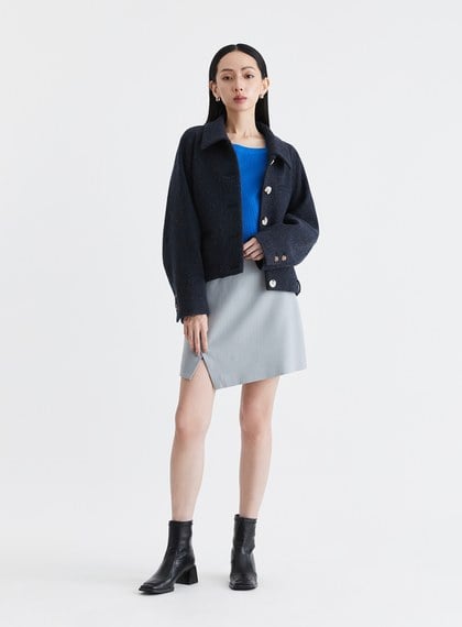 高級感純羊毛短版外套