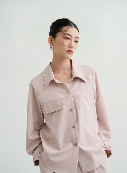 清新淡雅工裝風長袖襯衫