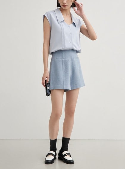 休閒俐落無袖襯衫上衣