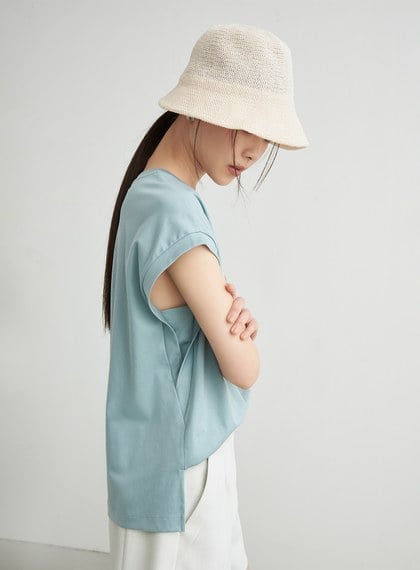 休閒寬鬆印花無袖上衣