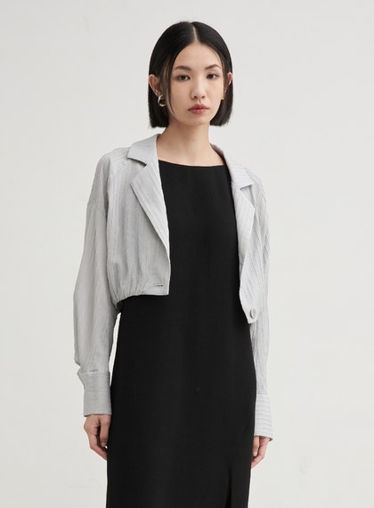 肌理紋短版休閒長袖外套