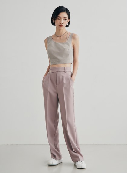 細格紋不對稱肩帶 BRA 背心上衣