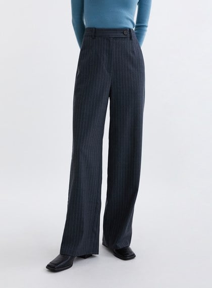 經典條紋直筒西裝褲