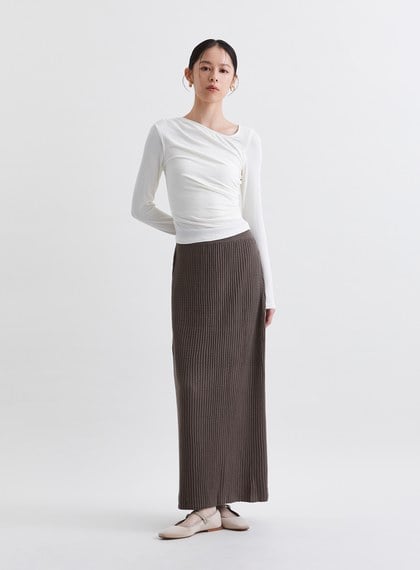 優雅修身側抓皺針織上衣