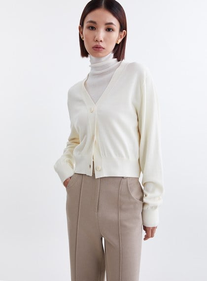 簡約純羊毛開襟針織外套