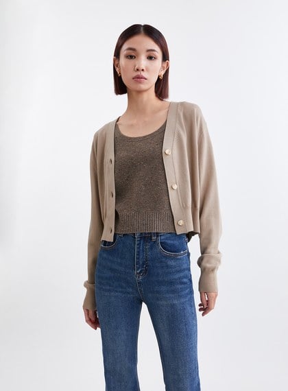 簡約純羊毛開襟針織外套